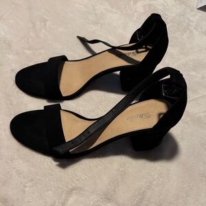 SHEIN Black Open-Toe Block Heel Sandals
